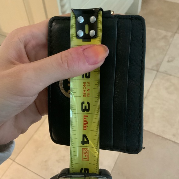 MICHAEL KORS Black Pebbled Leather Card Slim Small ID Sleeve Case Wallet Women’s - Picture 3 of 14